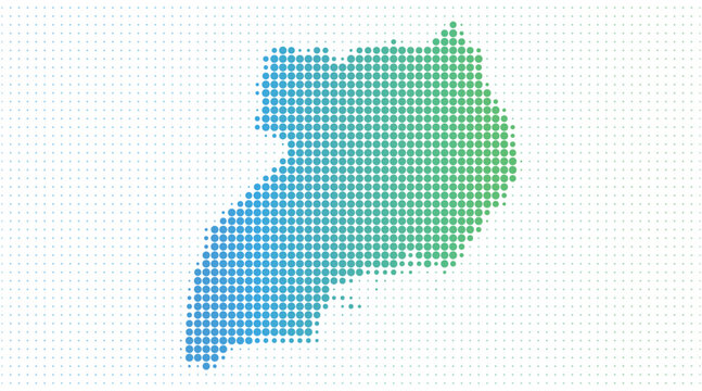 Uganda dotted map in modern halftone style