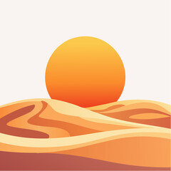 Illustration design plat de paysage désert orange et rouge