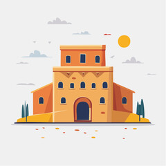 Pueblo en adobe stylisé isolé symbole sud-ouest américain