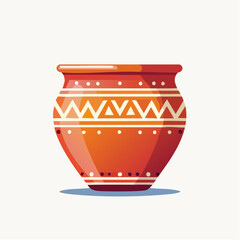 Pot en terre cuite stylisé isolé inspiration sud-ouest