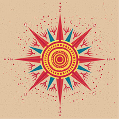 Icône vectorielle géométrique représentant emblème du Nouveau-Mexique Zia