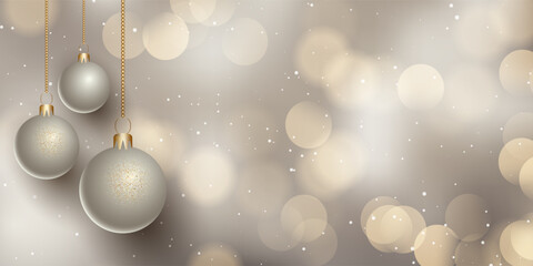Christmas banner with decorative hanging baubles on bokeh design  © Kirsty Pargeter