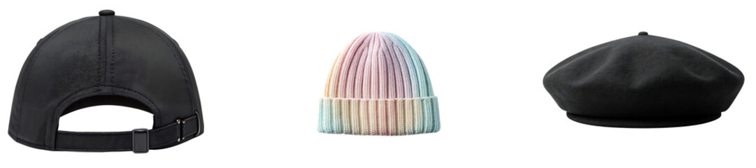 Black baseball cap colorful beanie black beret adjustable strap