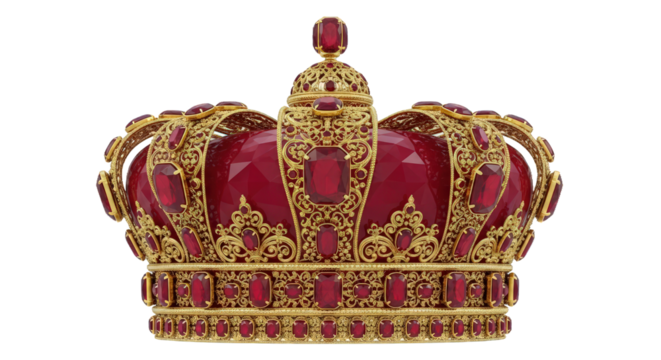 Ruby-Studded Baroque Crown with Faceted Domes
