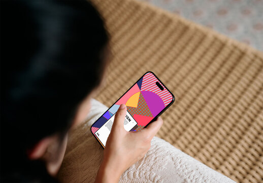 Anonymous woman holds a smartphone with a blank screen