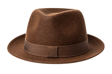Brown fedora hat with ribbon band felt