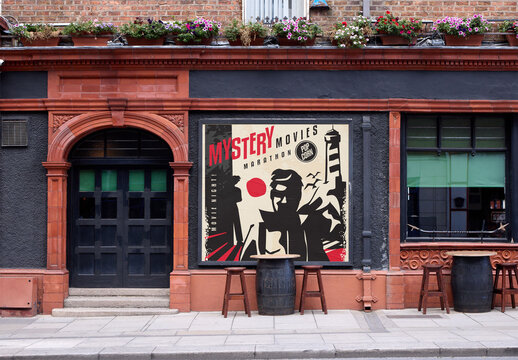 Square panel on the facade of a typical Irish pub in Dublin