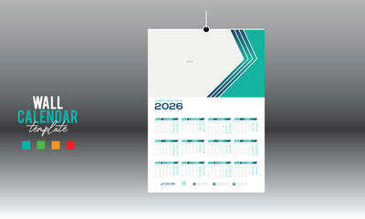 12 month 2026 wall vector calendar design