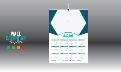 12 month 2026 wall vector calendar design