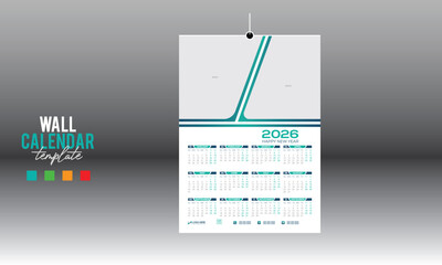 12 month 2026 wall vector calendar design