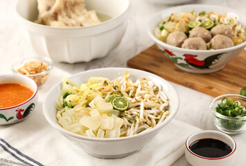 Mie or Mih Kocok Bandung. Traditional Sundanese Dish of Beef Noodle
