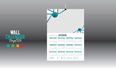 12 month 2026 wall vector calendar design