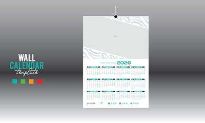 12 month 2026 wall vector calendar design