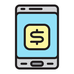 Mobile Banking Vector Filled Icon Design