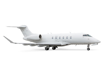 Modern white executive airplane isolated