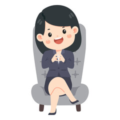Cartoon Businesswoman Sitting on a Chair