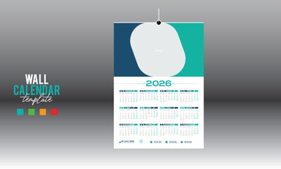 12 month 2026 wall vector calendar design
