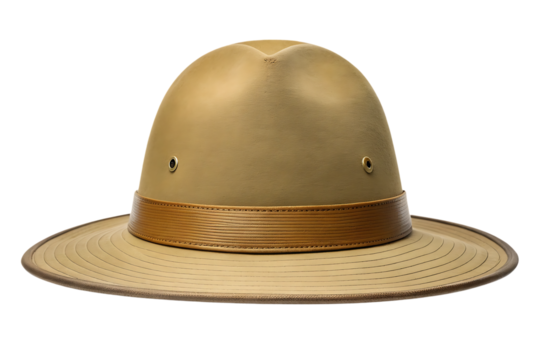 Khaki safari hat with leather band brown