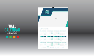 12 month 2026 wall vector calendar design