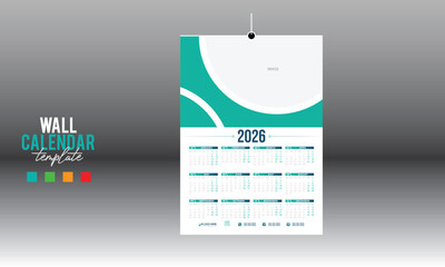 12 month 2026 wall vector calendar design