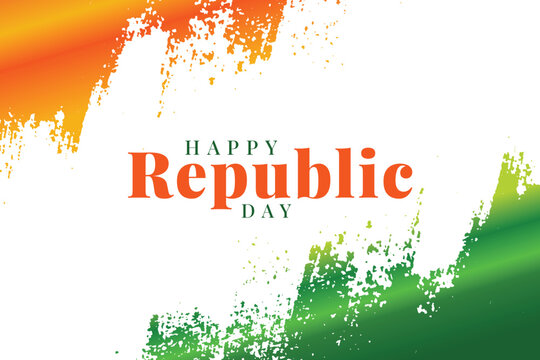 Indian republic day 26 january: tricolour saffron, orange, green, brush, stroke, gradient, background, big, banner, post, poster, vector, design
