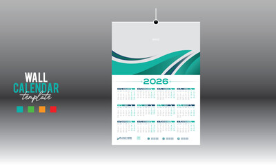 12 month 2026 wall vector calendar design