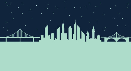 Minimalist Cityscape at Night