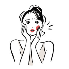 Beauty Line illustration of Emotional Woman Series – Surprise / Confusion / Wonder / Sadness