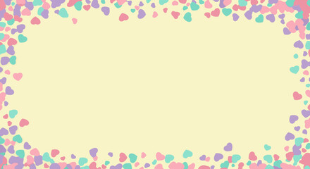 Pastel Hearts Frame Background for Valentine's Day or Baby Shower