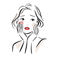 Beauty Line illustration of Emotional Woman Series –  Wonder
