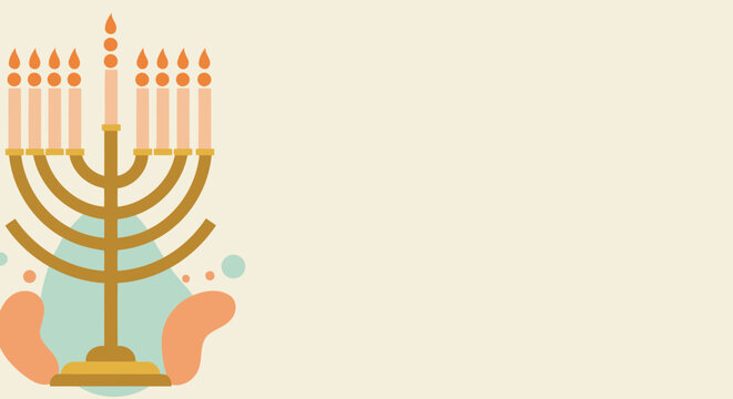 Hanukkah Menorah Illustration with Copy Space for Holiday Greetings