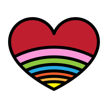 Rainbow Heart Vector Filled Icon Design