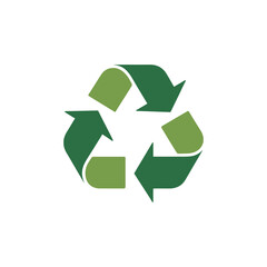 Obraz premium A green recycle symbol with arrows forming a triangle on a white background
