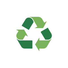Obraz premium A green recycling symbol with three arrows forms a triangular shape on a white background
