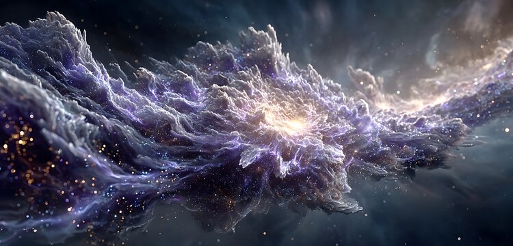 Floating alien blackboards projecting ancient quantum lessons in violet light
