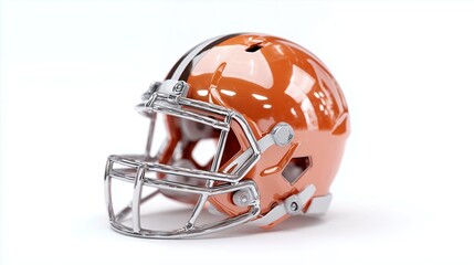 Red and blue American football helmets with a protective face mask are isolated on a white background as essential sports safety gear