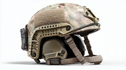 Fototapeta premium An old American football helmet isolated on a white background provides excellent safety protection equipment for the sport