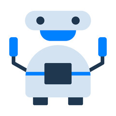 Obraz premium Robot Flat Icon — Futuristic AI and Technology Vector Illustration