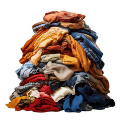 Pile of dirty clothes isolated on white and transparent background