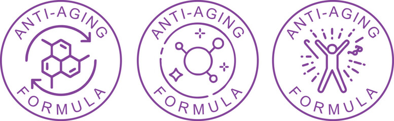 Anti Aging Icon Label – Skincare, Beauty, Wrinkle Free Vector Design