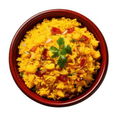 Poha, a simple and flavorful breakfast from Maharashtra, on isolated transparent background.