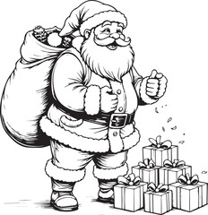 Santa Claus Carrying Gift Sack Delivering Christmas Presents and Holiday Cheer With Joyful Festive Spirit