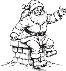Santa Claus Sitting on Snowy Chimney Preparing to Deliver Christmas Gifts on a Magical Holiday Night