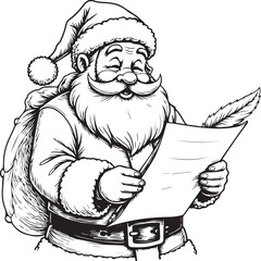 Santa Reading the Nice List – Classic Christmas Holiday Santa Claus Artwork