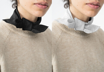 Mockup Of Woman Wearing Customized Scarf