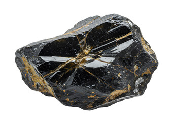 Close-up of a natural rough black tourmaline mineral specimen