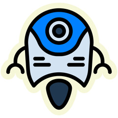 Obraz premium Robot Sticker Icon — Futuristic AI and Technology Vector Illustration