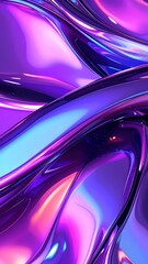 Dynamic Abstract Waves of Purple and Blue Liquid Chrome.