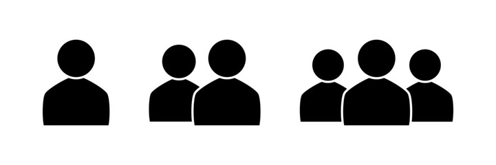 User profile login icon set. Simple design element set - icons for single users and group teamwork.