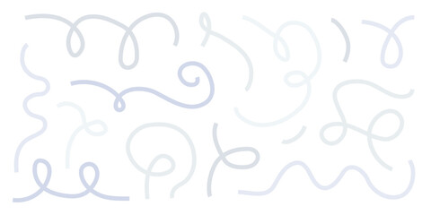 Set of squiggly lines. Geometric abstract shapes of ribbons. Dynamic party element set.